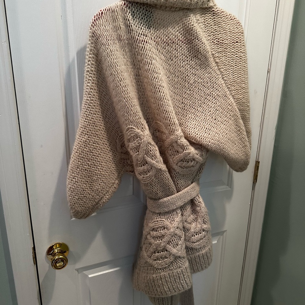 American Eagle Outfitters Cream Chunky Knit Cardigan with Shawl Collar - Picture 4 of 4